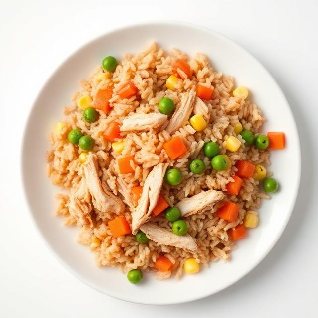 Arroz Integral con Pollo Desmechado y Vegetales